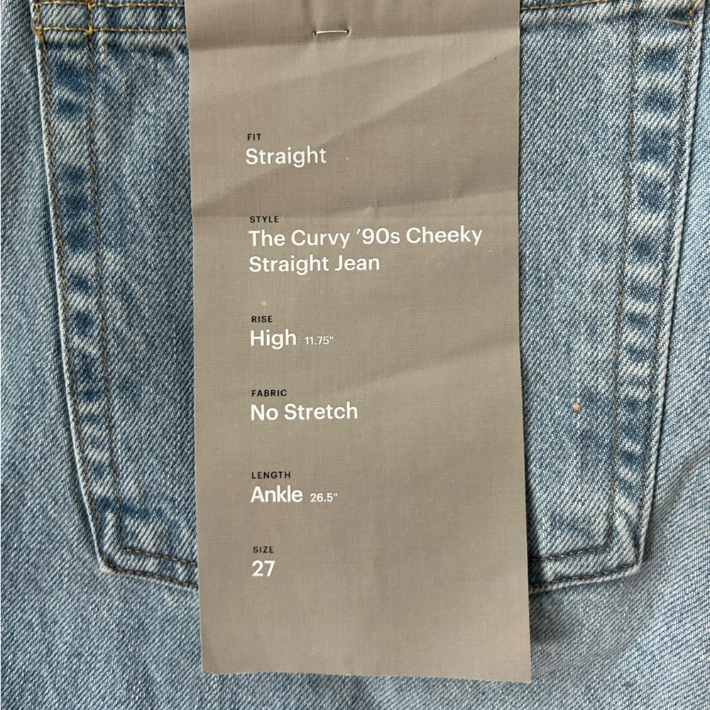 NWOT EVERLANE Curvy 90s Cheeky Straight Jean Light Wash Organic Size 27 Ankle - Picture 13 of 16